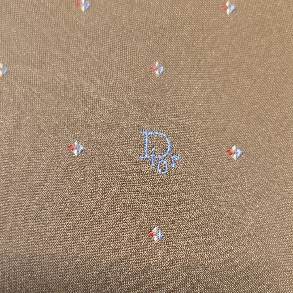 Christian Dior Silk Blend Tie - Brown Geometric - Vintage